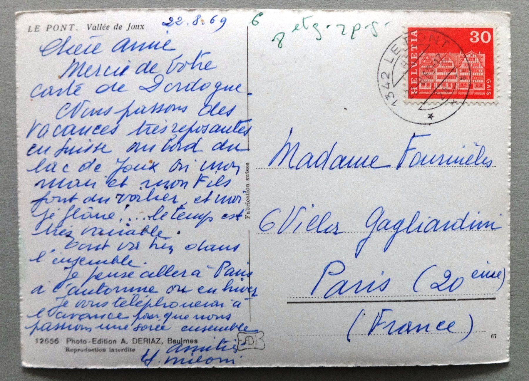 Cartes postales: Le Pont, Vallée de Joux – D'occasion à Fétigny par Billy2miny 1