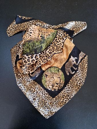 Nicole de Beauvoir Silk Scarf, Leopard Print, NEU