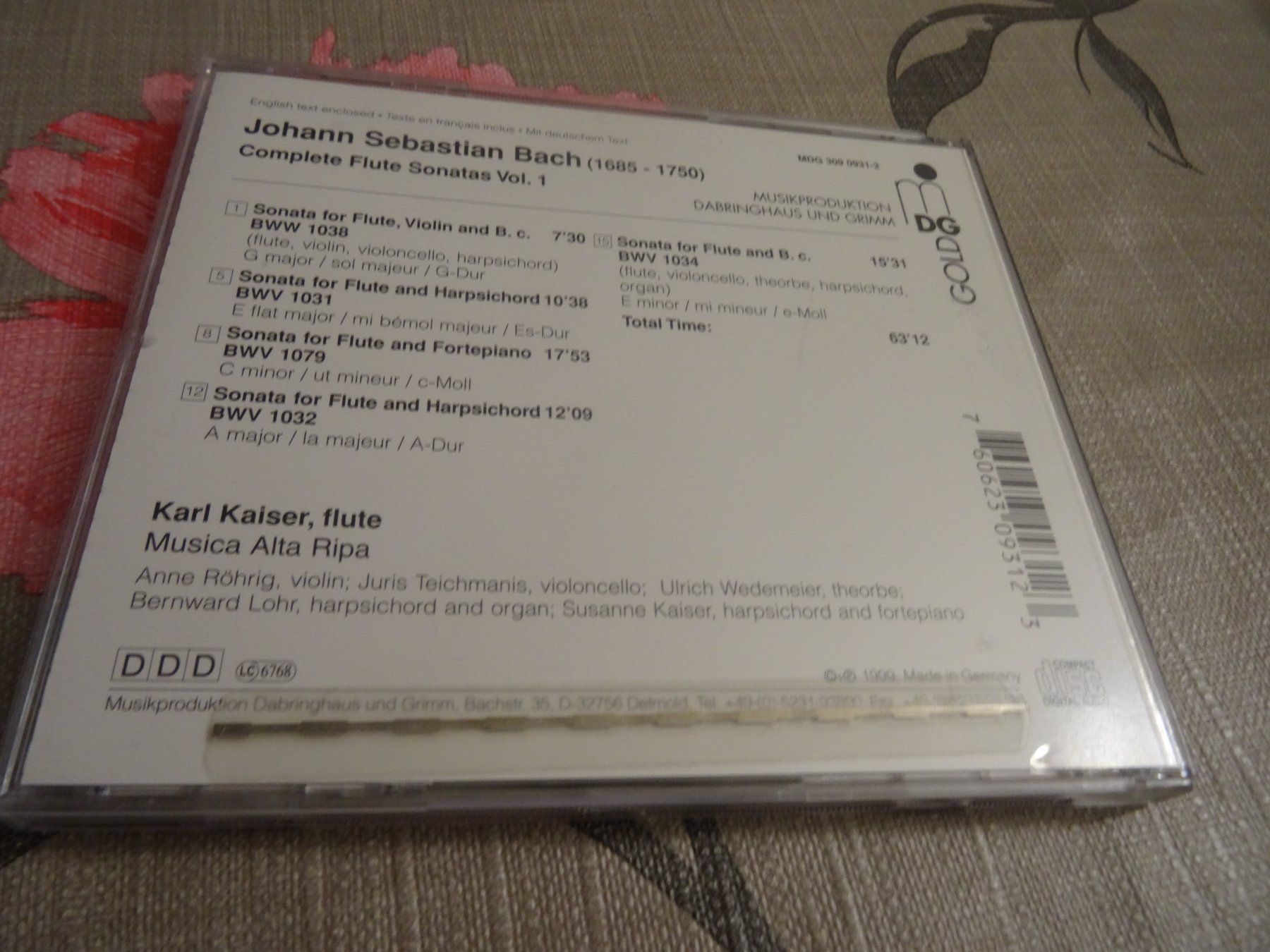 CD: Bach - Complete Flute Sonatas Vol. 1 CD – Usato da Olten venduto da Disc-Ausverkauf 1
