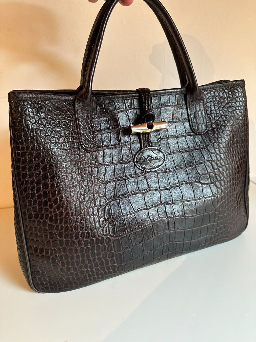 Longchamp Sacs femmes: Sac Longchamp Roseau - Cuir Croco marron. – D'occasion à Bernex par euma1976