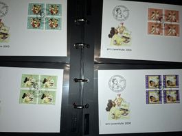 FDC 4er Blocks Sammlung / Div mit Album