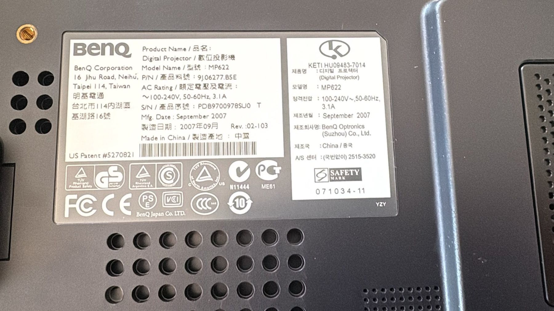 BenQ Videoprojektoren: Beamer Benq MP622 – Gebraucht aus Wangen b. Olten von Hba2 3