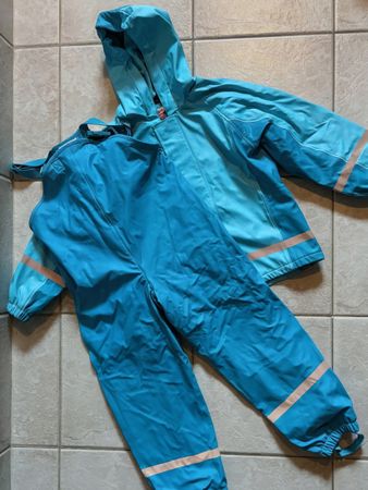 Regenkombi Kinder (gefüttert) petrol/türkis Grösse 128