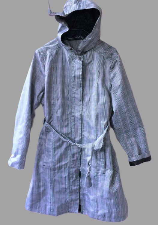 36 Regenjacke kariert Glencheck schwarz weiss hellrosa