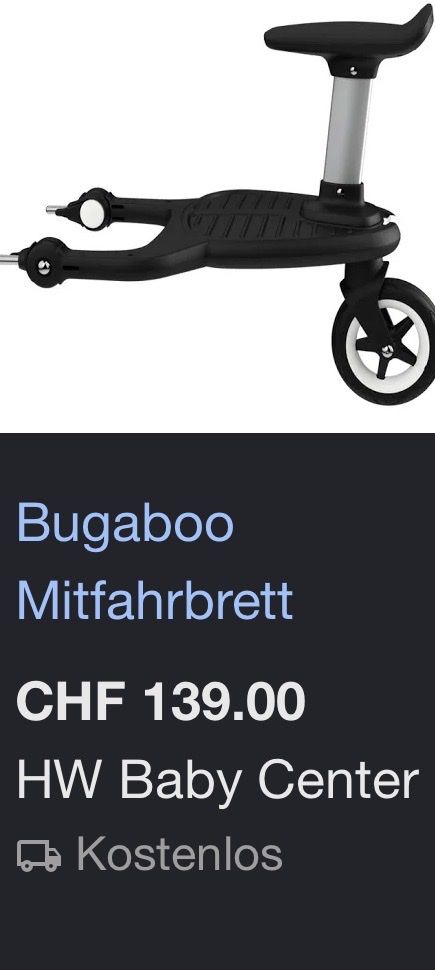 Bugaboo Accessoires pour poussettes: Bugaboo Mitfahrbrett  – Neuf (Voir description) à Unterentfelden par van_m8g7 8