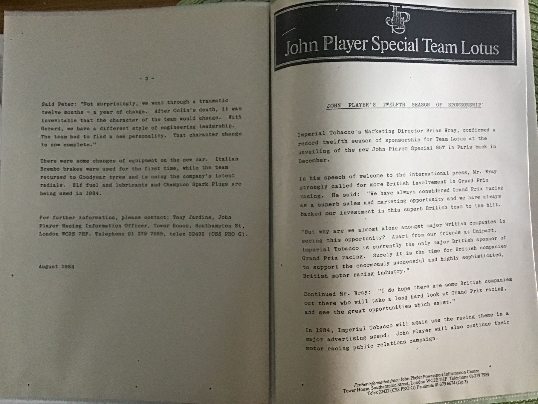 Zeitschriften & Magazine: John Player Special Team Lotus Berichte – Gebraucht aus Scherzingen von Starseller62 6