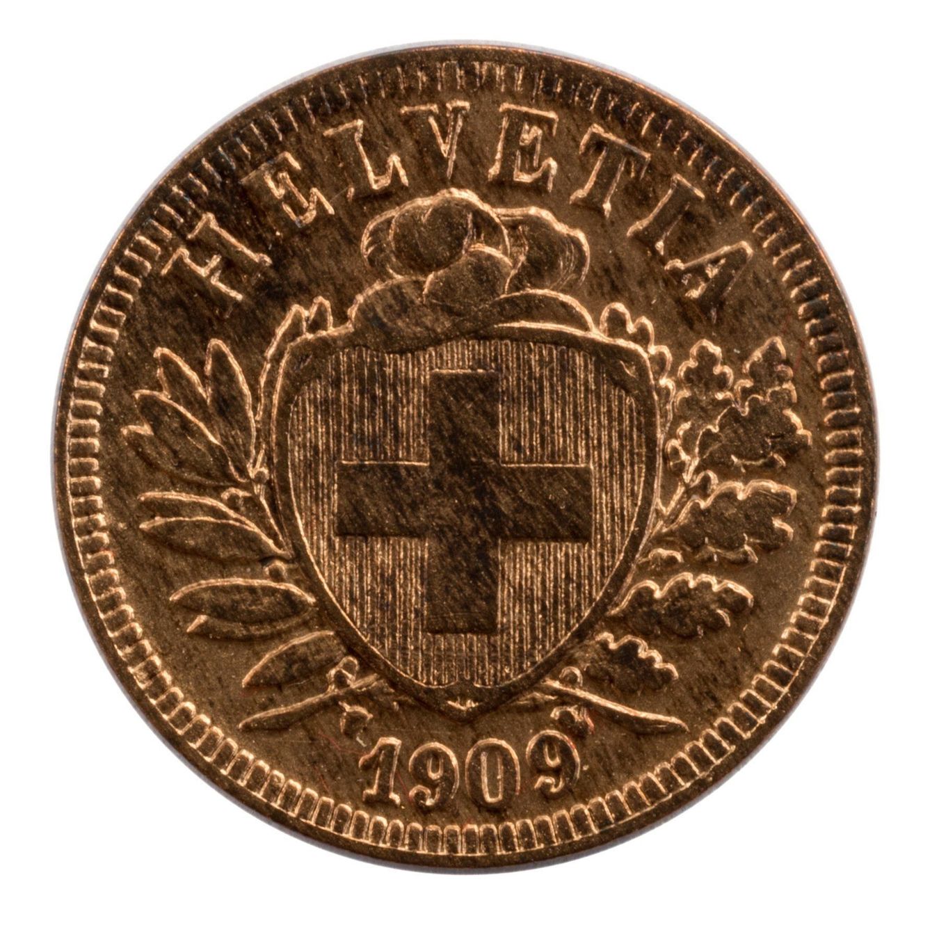 Tutti le monete: Schweiz / Suisse - 2 Rappen - 1909 – Usato da Rotkreuz venduto da Swiss-Coins