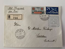 1938 Flugpost von Zürich nach Luzern gelaufen