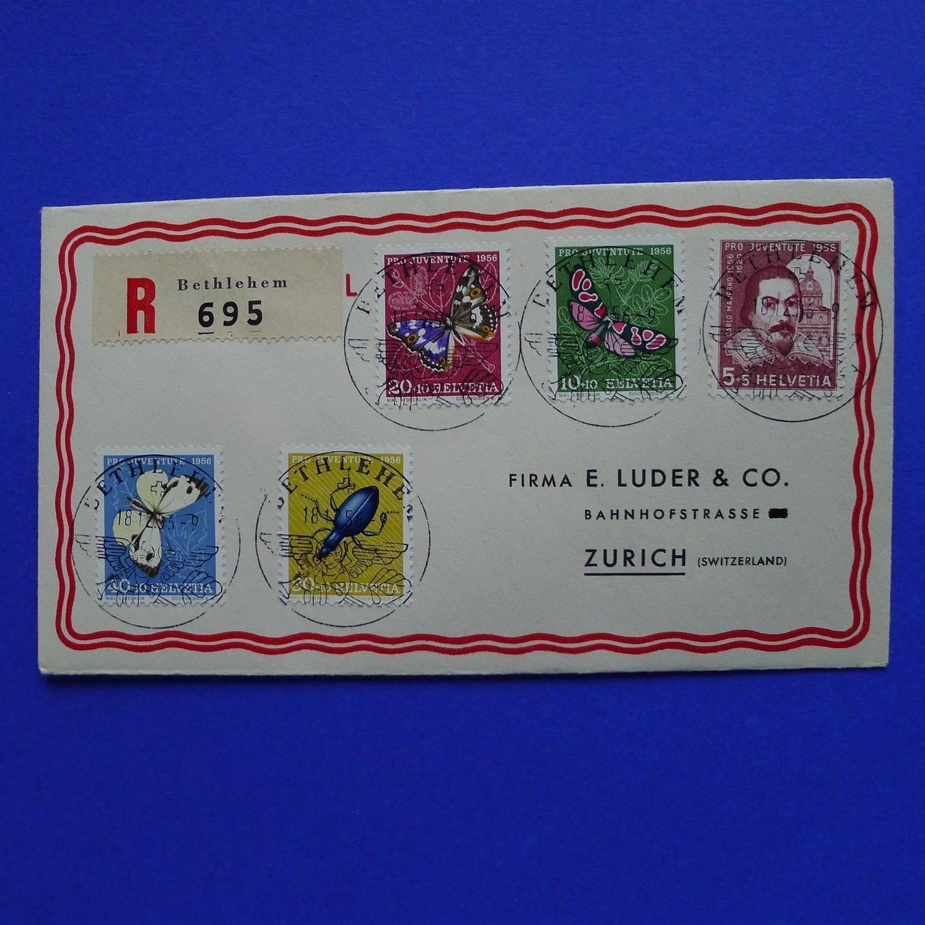 Tutti i francobolli: 1956 Vollstempel Satzbrief Bethlehem – Usato da Ebikon venduto da SilvioFreund
