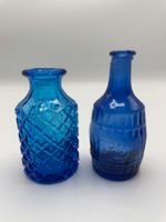 Blaue Glasflaschen, Parfüm-Fläschli, 2 Stk, Vintage