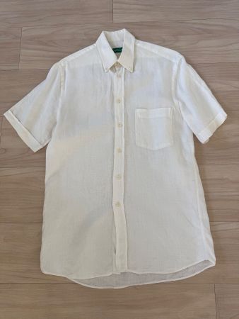 Leinenhemd, Herren Gr.38 / M DEL MARE, 100% Leinen, offwhite
