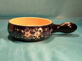 Fondue Caquelon, Keramik, mit Bergblumen, Dm: 18cm