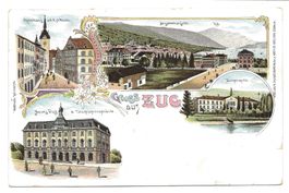 Gruss aus Zug - Stadt - Rathaus - Neue Post - Litho - 1905