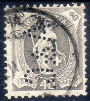 STEHENDE HELVETIA 40 RP 89B MIT PERFIN ERHALT SIEHE SCAN H84