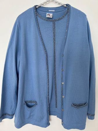 Twinset von Di-Strick,Glitzer Details, Gr.44,60% Merinowolle