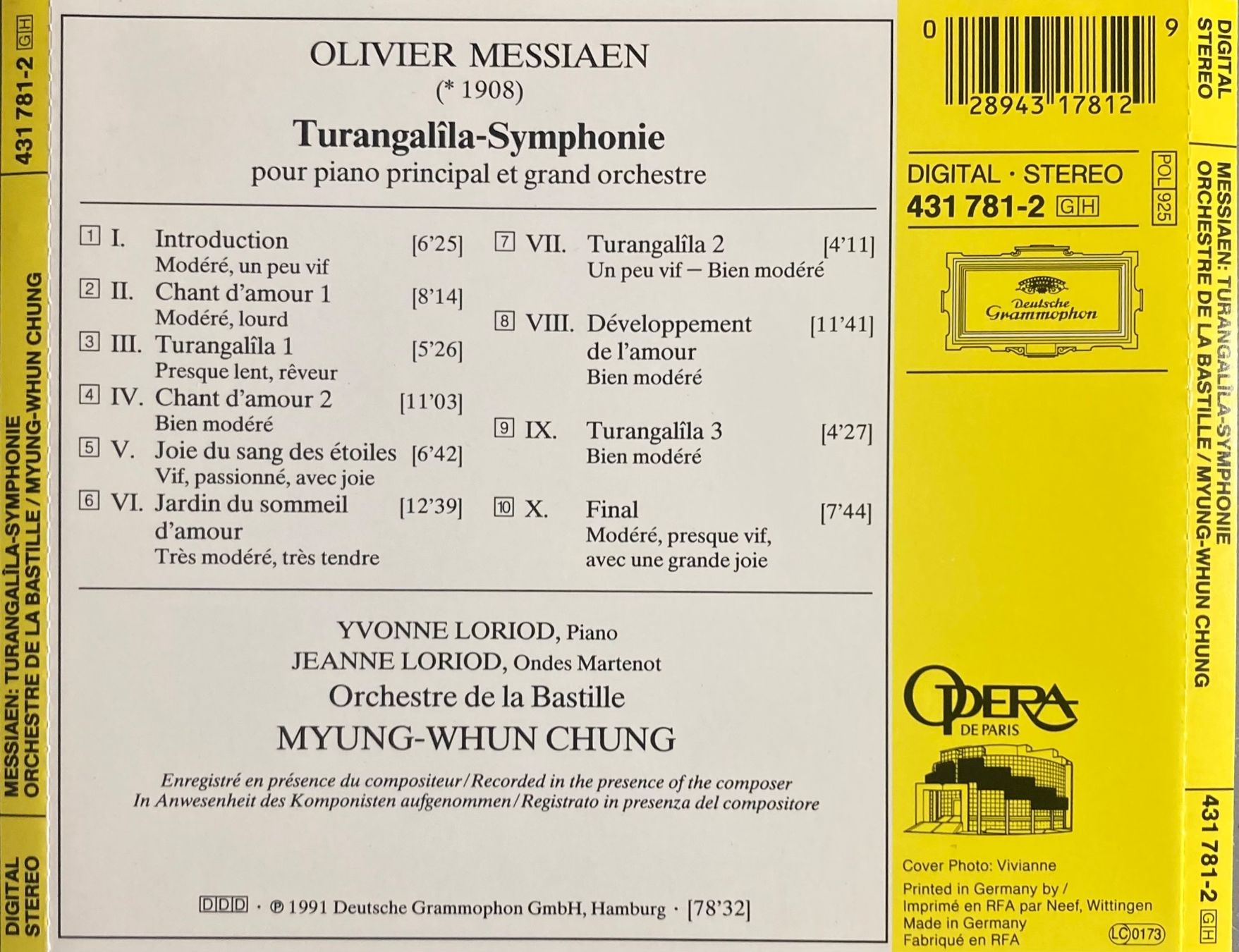 CD: MESSIAEN......- TURANGALILA - SYMPHONIE – Usato da Poliez-Pittet venduto da Newtown-Records 1