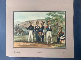 A. Von Escher - Lithographie - GENEVE - Artillerie 1818