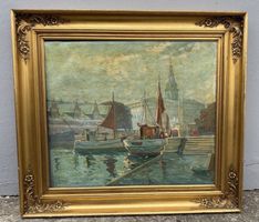 Grosse Hafenszene 95x87cm
