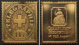 COLLECTION HELVETICA Telegraphenmarke 1 Fr. 1877 Silberbaren