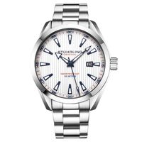 🇺🇸 Stührling Herrenuhr Quarz Silber Weiß Blau 10ATM NEU