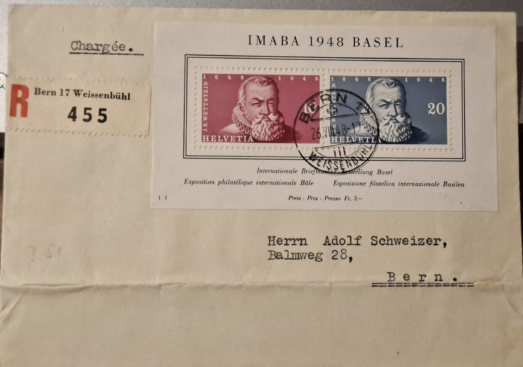 Tutti i francobolli: Imaba 1948 W31 Kat. 100.- – Usato da Balgach venduto da SIMEON27