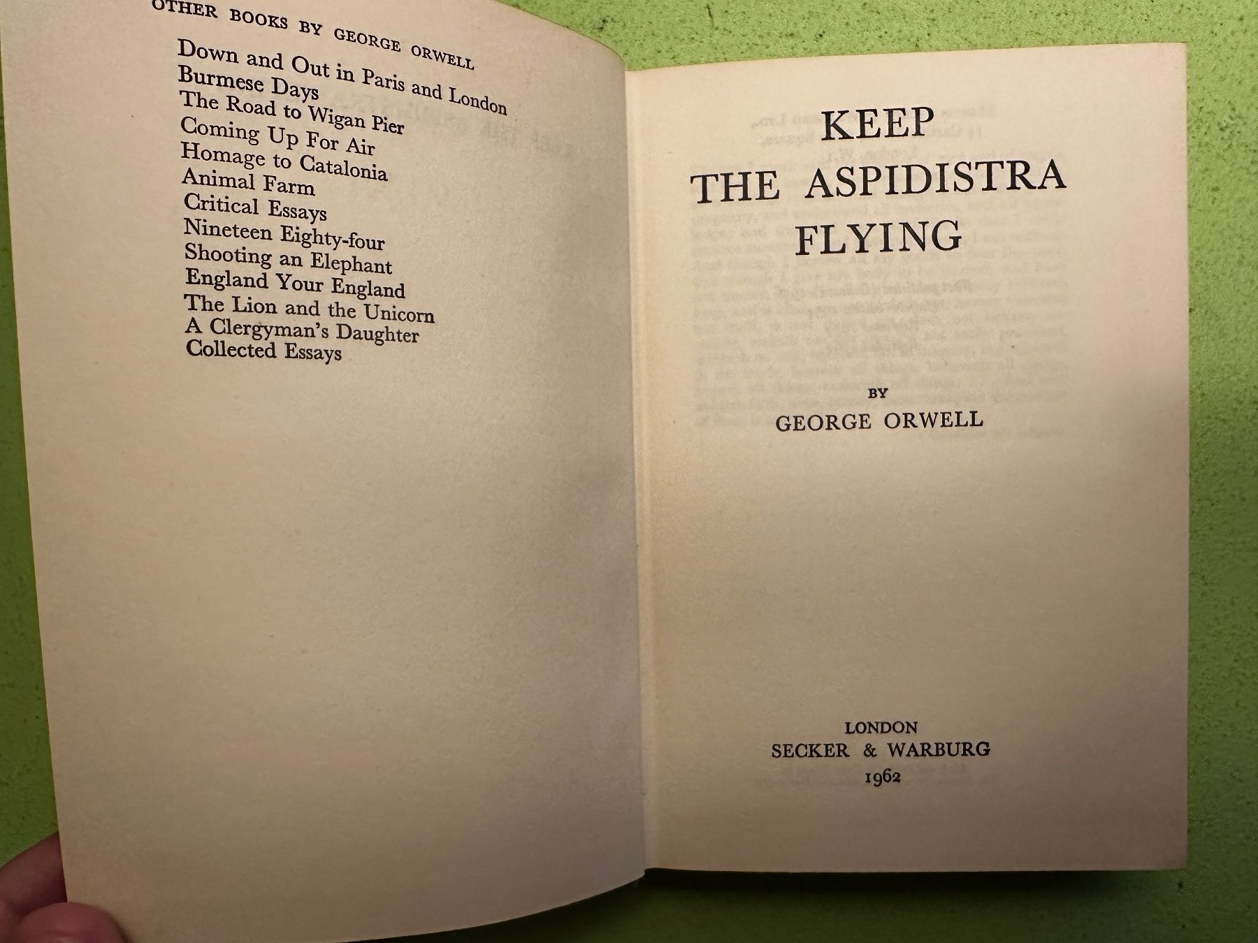 Libri: George Orwell: Keep the aspidistra flying. 1962 – Usato da Zürich venduto da allp 4