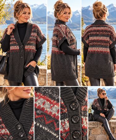 Damen Strickcardigan M L Strickweste  Nordic Muster 700 