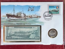 PARAGUAY/CUBA - Münzbrief 17.9.85- 500 Guarani & 1 Peso 1984