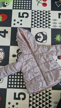 Jacke grau mit Sternenmuster gefüttert Winterjacke 86