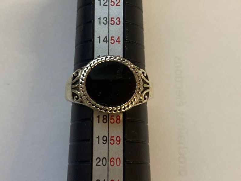 Bague dorée fantaisie style vintage pierre noire taille 54 - Montres & Bijoux