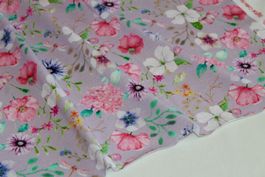 Stoff Baumwolljersey Digitaldruck flieder/Blumen