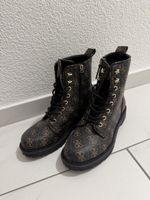 Guess Schnürstiefel braun Logo-Muster neuwertiger Zustand