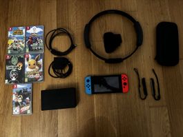 Nintendo Switch Konsole mit Zubehör und 5 Spielen