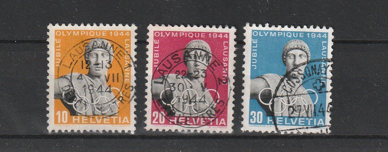 Tutti i francobolli: SUISSE 1944 Cinquantenaire du CIO - Oblitérés – Usato da Bussigny venduto da jacky1953
