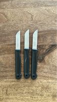 3 Rüstmesser schwarz Metall Klinge guter Zustand