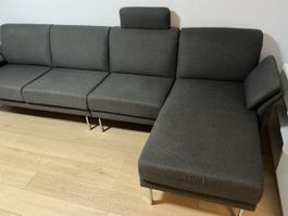 Ecksofa Horst Melide mit Récamiere anthrazit, dunkelgrau