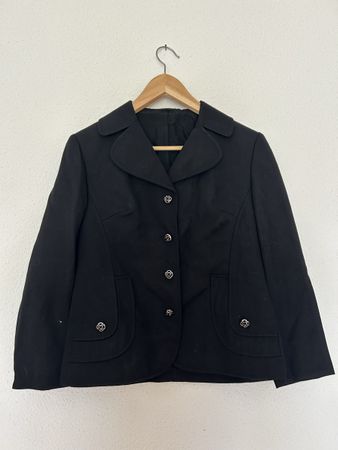 Veste noire vintage chic en pure laine vierge - taille XS