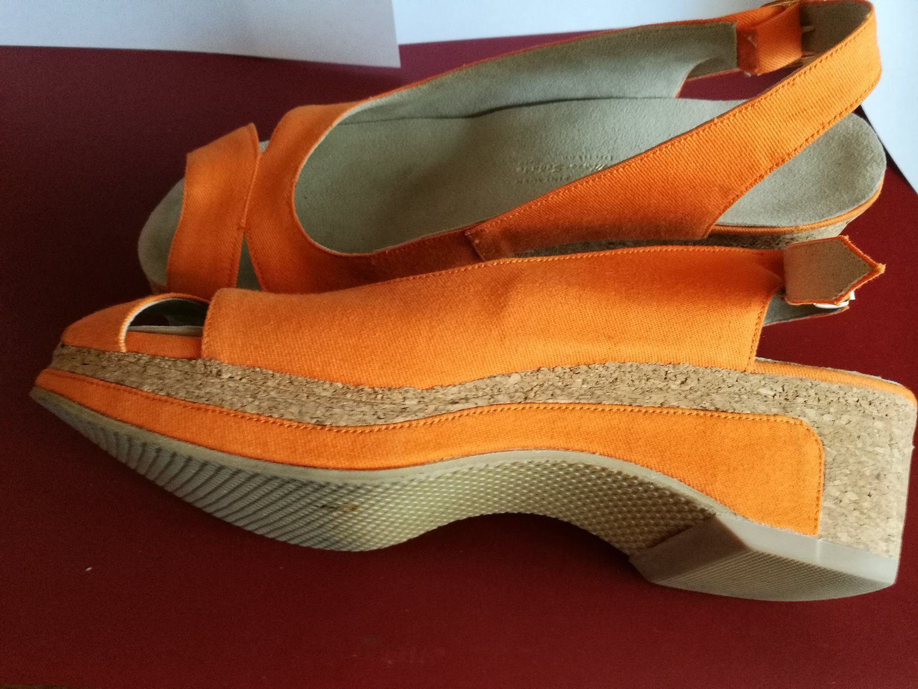 Scarpe da donna: Sandale orange Stoff handgefertigter Massschuh – Nuovo (secondo la descrizione) da Horn venduto da sonjamenzi 1