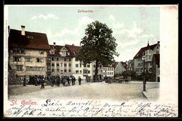 AK St. Gallen, Menschen auf dem Gallusplatz