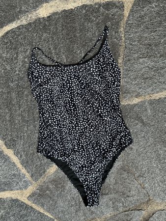 Badeanzug Schwarz Weiss Tupfen Grösse XL neu