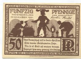Notgeld "50 Pfennig. Paderborn 1921"
