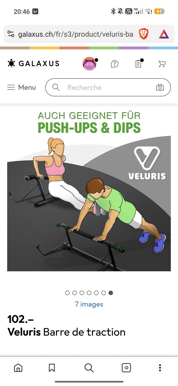 Hometrainer: Barre de traction - Veluris - NEUF  – Nuovo (secondo la descrizione) da Froideville venduto da han_vkm7 6