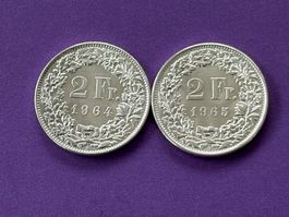 2 Fr. 1964 und 1965 Rare Sammlermünzen