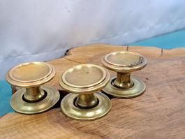 3 antike Möbel Knöpfe mit Rosetten, Messing (LOT2037#MBS3)
