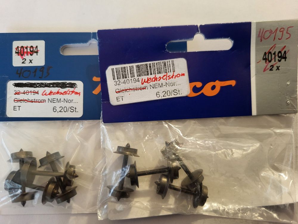 Roco H0 AC-Achsen 9mm, AC Tauschachsen 9mm, AC Radsatz 9mm (Neu (gemäss ...