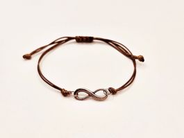 Damenarmband Makramee Braun Infinity Symbol Silber One Size