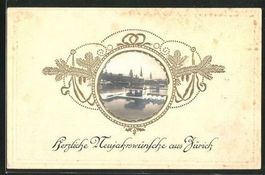 Zürich Motorbootverleih, Herzliche Neujahrswünsche, gel 1913