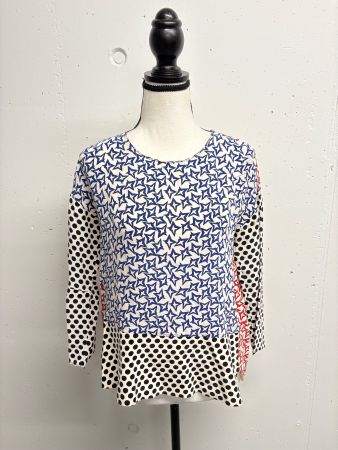 Dorothee Schumacher Polka Dots Bluse Gr. 34 Seide blau rot