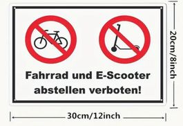 Blechschild Fahrrad und E-Scooter abstellen verboten 30x20cm
