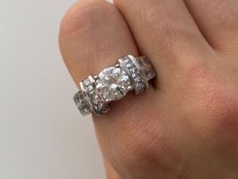 Silber 925 Massive Funkelnde Solitär Zirkonia Ring